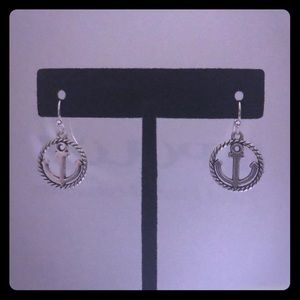 Nautical anchor silver earrings